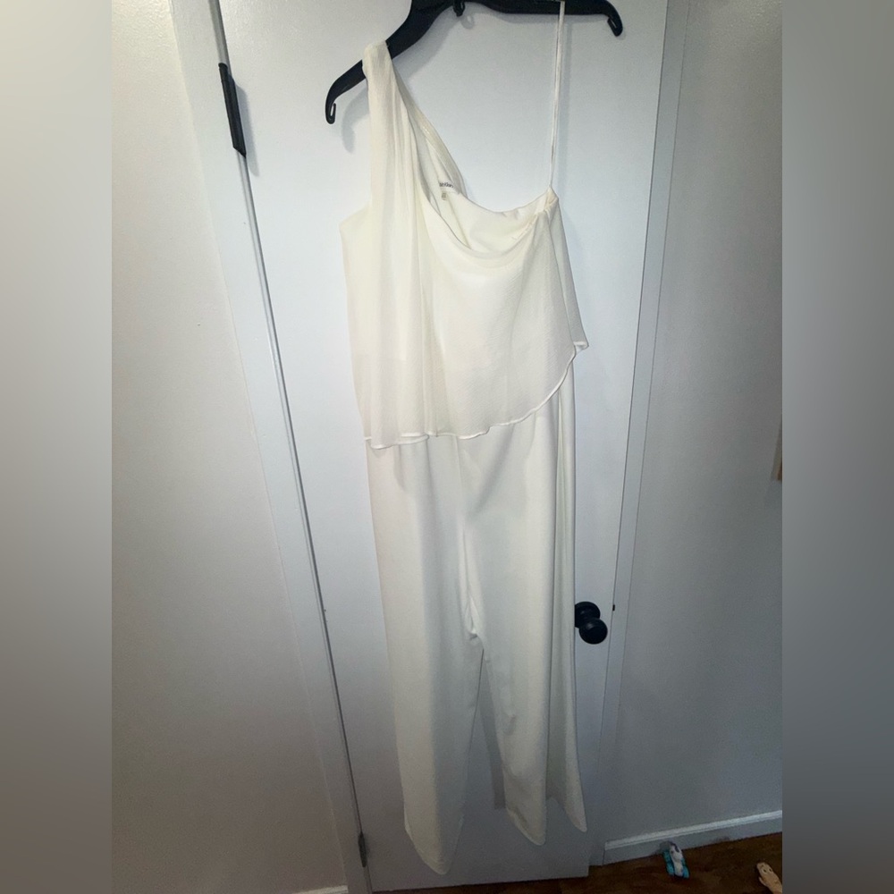 Calvin Klein One-Shoulder White Jumpsuit Size 12 - Picture 6 of 11